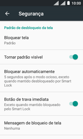 Pressione Bloquear tela, e digite o código de bloqueio atual. Pressione Bloquear tela, e digite o código de bloqueio atual.