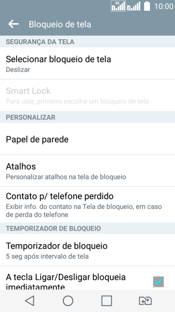 Pressione Selecionar bloqueio de tela. Pressione Selecionar bloqueio de tela.