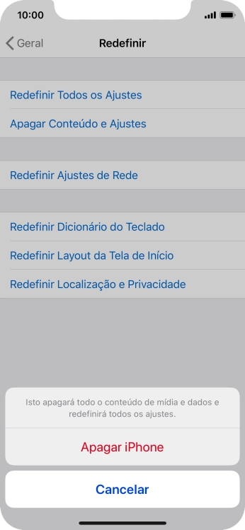 Pressione Apagar iPhone. Pressione Apagar iPhone.