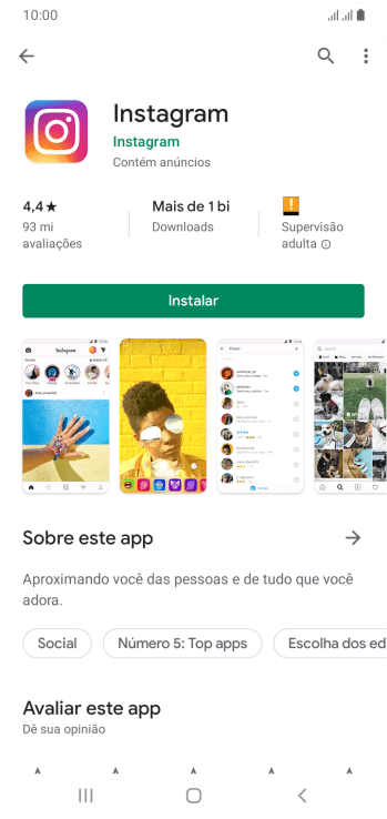 Pressione Instalar, e siga as indicações da tela para instalar o app. Pressione Instalar, e siga as indicações da tela para instalar o app.
