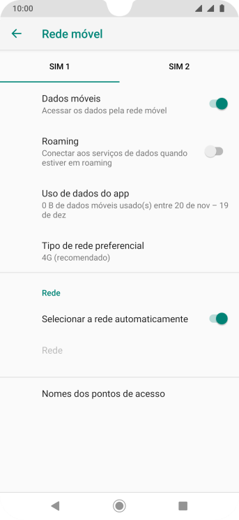 Pressione Nomes dos pontos de acesso. Pressione Nomes dos pontos de acesso.