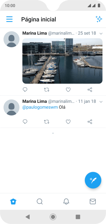 Pressione o ícone de novo tweet. Pressione o ícone de novo tweet.