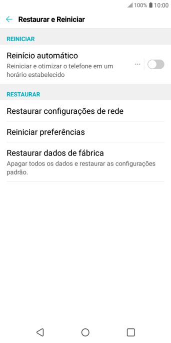 Pressione Restaurar dados de fábrica. Pressione Restaurar dados de fábrica.