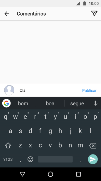 Digite o texto desejado, e pressione Publicar. Digite o texto desejado, e pressione Publicar.