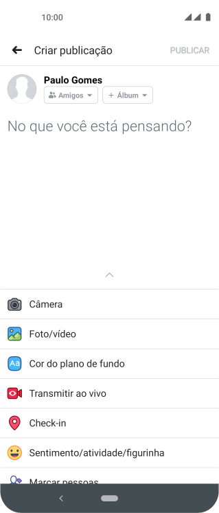 Pressione o campo de escrever, e digite a atualização desejada. Pressione o campo de escrever, e digite a atualização desejada.