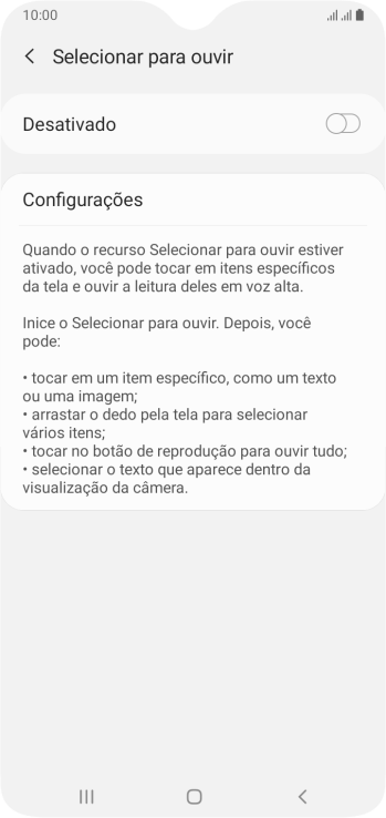 Pressione o indicador para ativar a função. Pressione o indicador para ativar a função.
