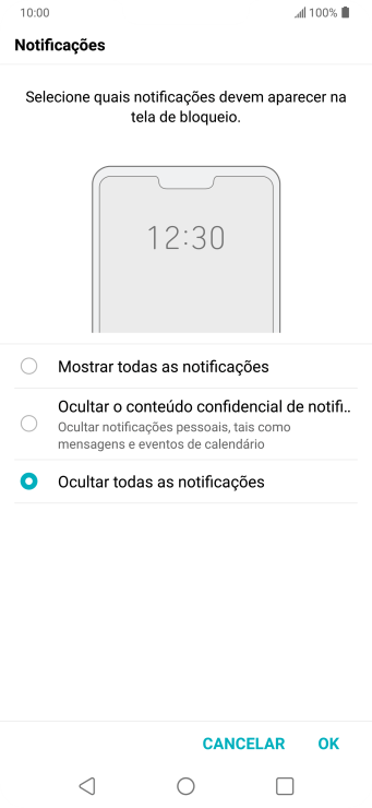 Pressione a configuração desejada. Pressione a configuração desejada.