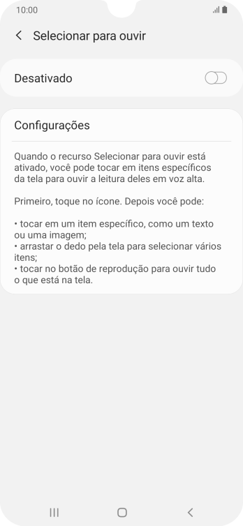 Pressione o indicador para ativar a função. Pressione o indicador para ativar a função.