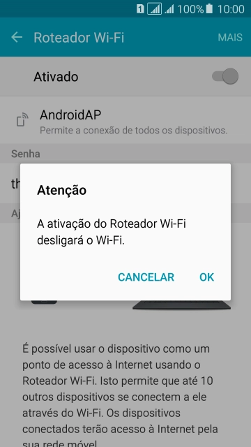 Se o Wi-Fi estiver ativado você deve pressionar OK. Se o Wi-Fi estiver ativado você deve pressionar OK.