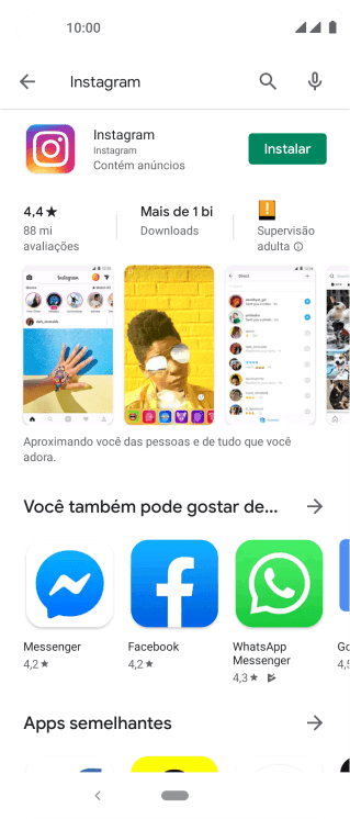 Pressione Instagram. Pressione Instagram.