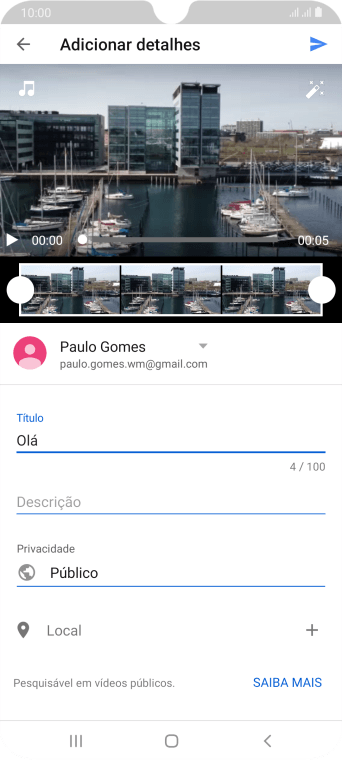 Escreva o texto desejado, e pressione o ícone de upload. Escreva o texto desejado, e pressione o ícone de upload.