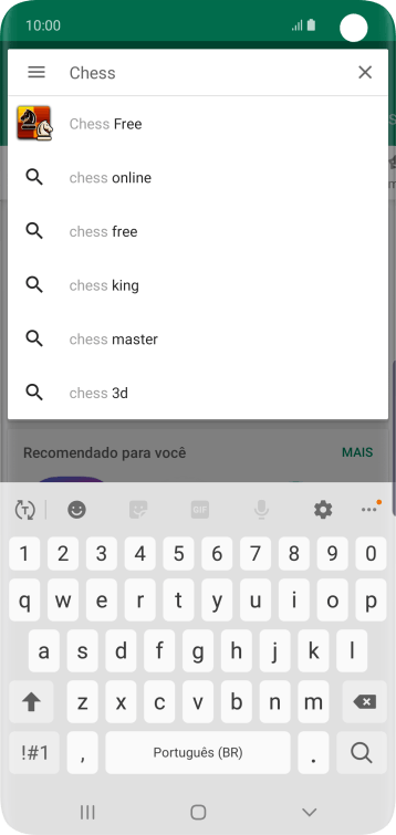 Insira o nome ou assunto do app desejado, e pressione o ícone de busca. Insira o nome ou assunto do app desejado, e pressione o ícone de busca.