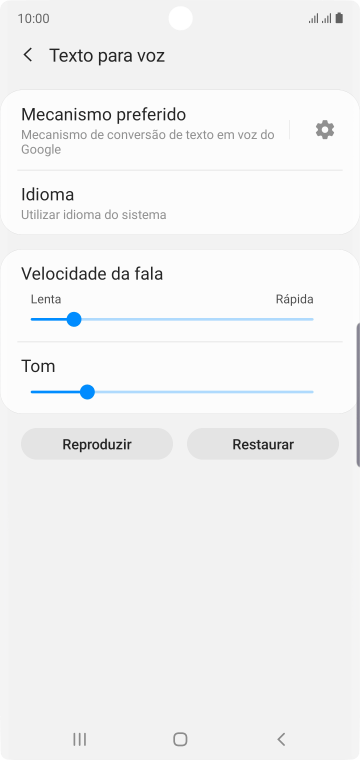 Pressione o ícone de configurações, e siga as instruções da tela para selecionar as configurações desejadas. Pressione o ícone de configurações, e siga as instruções da tela para selecionar as configurações desejadas.