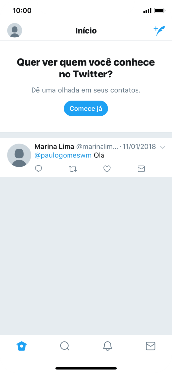 Pressione o ícone de novo tweet. Pressione o ícone de novo tweet.