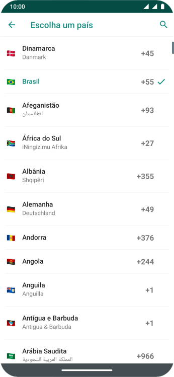 Pressione o país desejado. Pressione o país desejado.