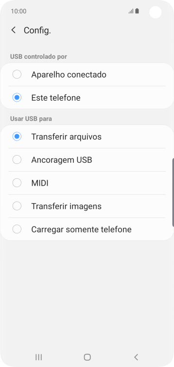 Pressione Transferir arquivos para ativar a função. Pressione Transferir arquivos para ativar a função.