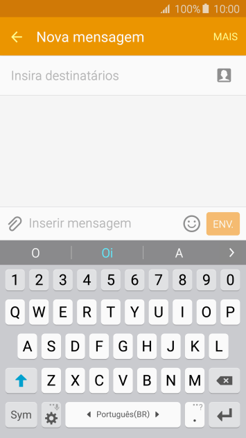 Abra uma nota, mensagem ou e-mail, para que o teclado fique visível na tela, e o celular pronto para a digitação. Abra uma nota, mensagem ou e-mail, para que o teclado fique visível na tela, e o celular pronto para a digitação.