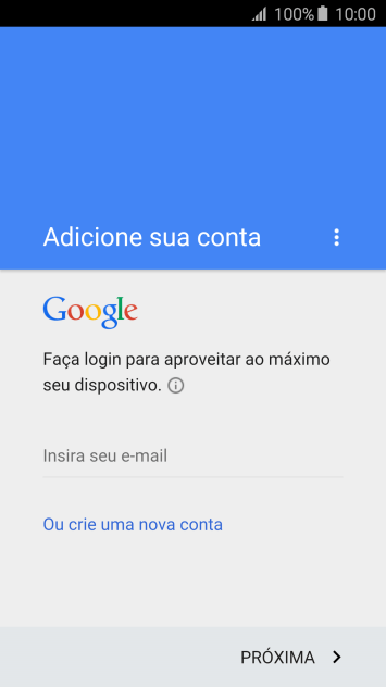 Pressione Insira seu e-mail e digite o nome de usuário da sua conta Google. Pressione Insira seu e-mail e digite o nome de usuário da sua conta Google.