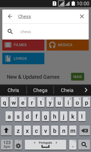 Insira o nome ou assunto do app desejado, e pressione o ícone de busca. Insira o nome ou assunto do app desejado, e pressione o ícone de busca.