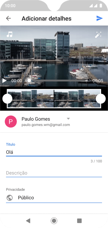 Escreva o texto desejado, e pressione o ícone de upload. Escreva o texto desejado, e pressione o ícone de upload.