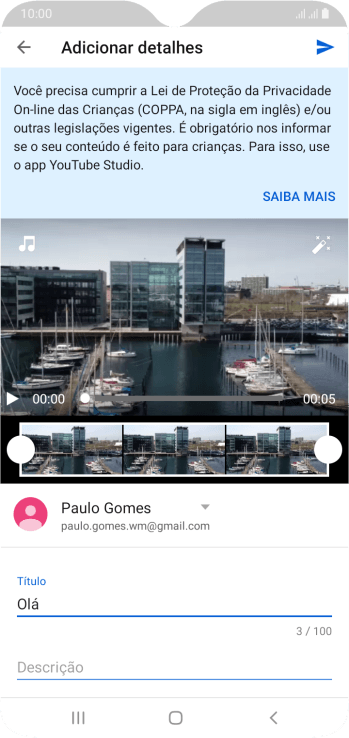 Escreva o texto desejado, e pressione o ícone de upload. Escreva o texto desejado, e pressione o ícone de upload.