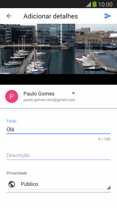 Pressione o ícone de fazer upload. Pressione o ícone de fazer upload.