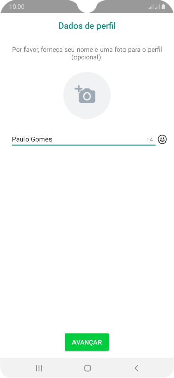 Digite o nome do usuário, e pressione AVANÇAR. Digite o nome do usuário, e pressione AVANÇAR.