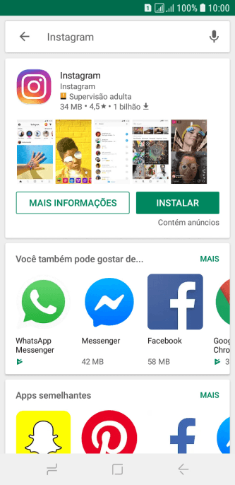 Pressione Instagram. Pressione Instagram.