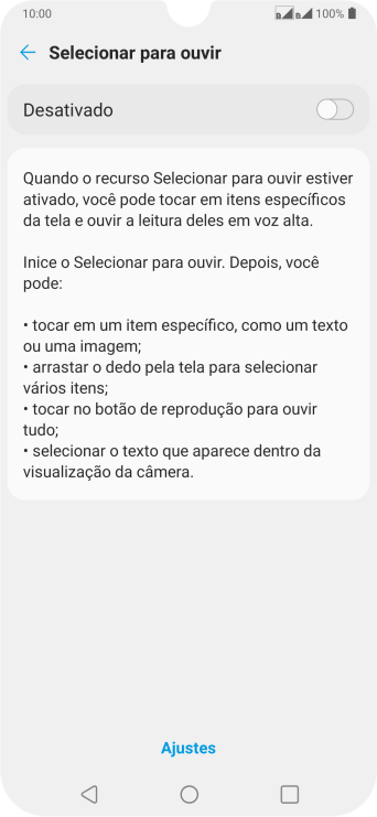 Pressione o indicador para ativar a função. Pressione o indicador para ativar a função.