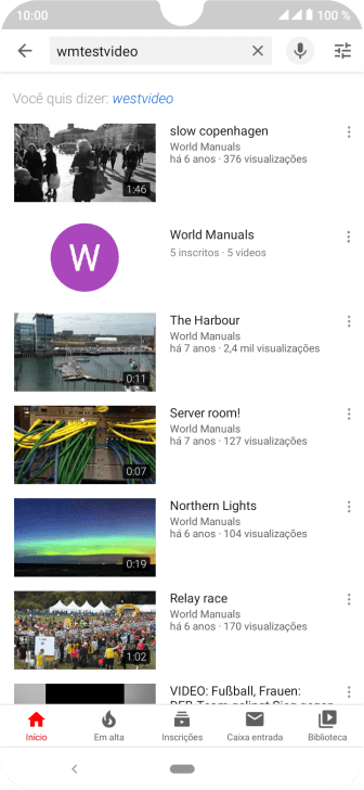 Pressione o vídeo desejado. Pressione o vídeo desejado.