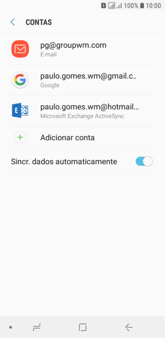 Se a tela mostrar essa imagem, sua conta foi reconhecida e configurada automaticamente. Siga as instruções da tela para inserir mais informações e finalizar a configuração. Se a tela mostrar essa imagem, sua conta foi reconhecida e configurada automaticamente. Siga as instruções da tela para inserir mais informações e finalizar a configuração.