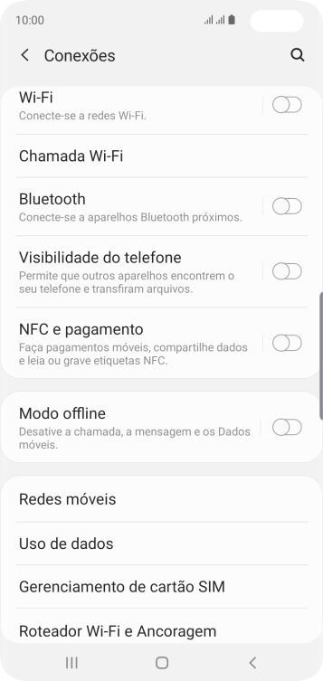 Pressione Redes móveis. Pressione Redes móveis.