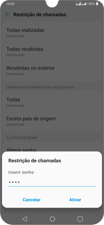Digite sua senha de bloqueio, e pressione Ativar. Digite sua senha de bloqueio, e pressione Ativar.