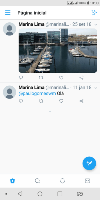 Pressione o ícone de novo tweet. Pressione o ícone de novo tweet.