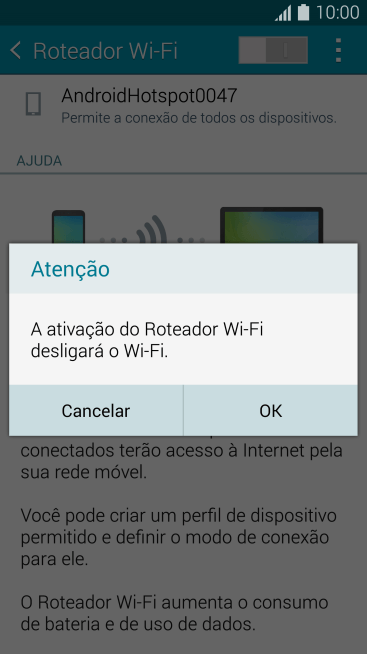 Se o Wi-Fi estiver ativado você deve pressionar OK. Se o Wi-Fi estiver ativado você deve pressionar OK.