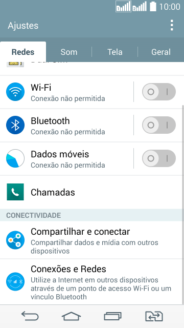 Pressione Conexões e Redes. Pressione Conexões e Redes.