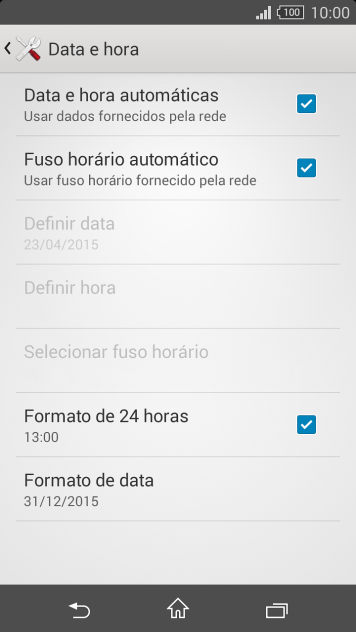 Pressione Data e hora automáticas para ativar a função. Pressione Data e hora automáticas para ativar a função.