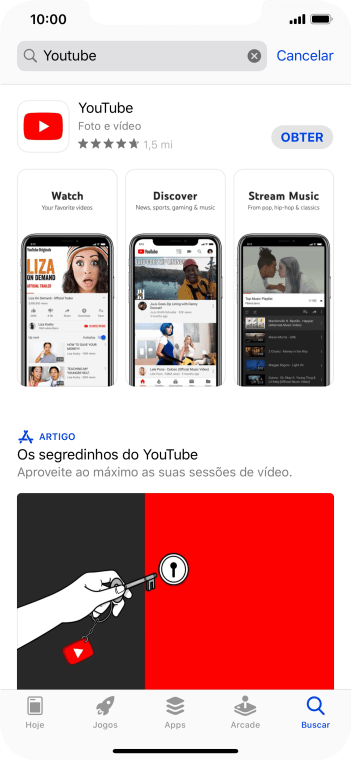 Pressione YouTube. Pressione YouTube.