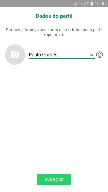 Digite o nome do usuário, e pressione AVANÇAR. Digite o nome do usuário, e pressione AVANÇAR.