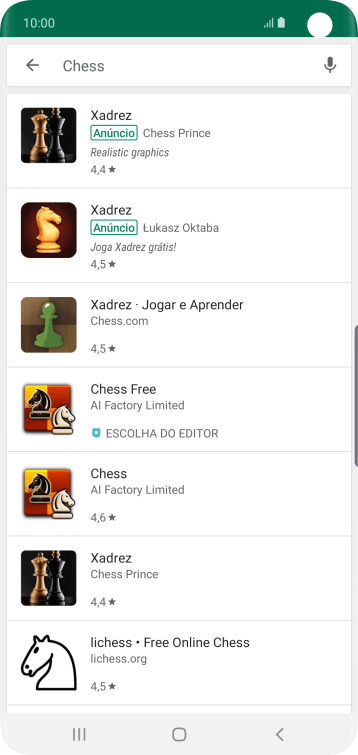 Pressione o app desejado. Pressione o app desejado.