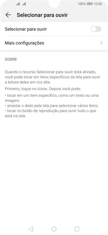 Pressione o indicador para ativar a função. Pressione o indicador para ativar a função.