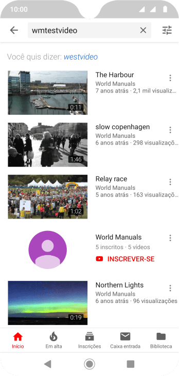 Pressione o vídeo desejado. Pressione o vídeo desejado.