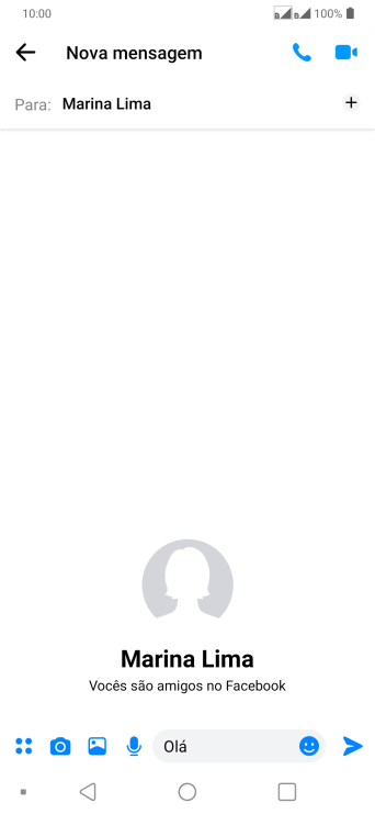 Escreva a mensagem desejada, e pressione o ícone de enviar. Escreva a mensagem desejada, e pressione o ícone de enviar.