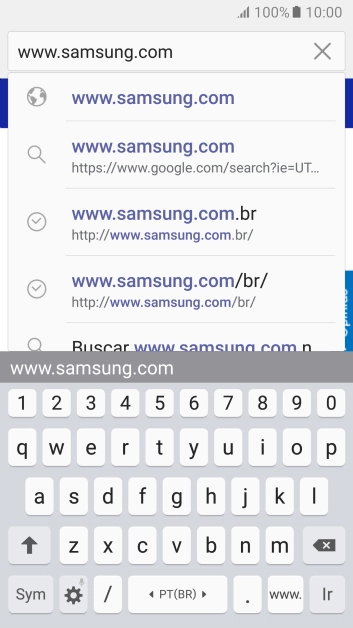 Digite o endereço da página desejada, e pressione Ir. Digite o endereço da página desejada, e pressione Ir.