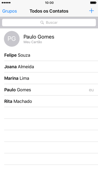 Pressione o ícone de novo contato. Pressione o ícone de novo contato.