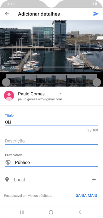 Escreva o texto desejado, e pressione o ícone de upload. Escreva o texto desejado, e pressione o ícone de upload.