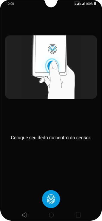 Siga as instruções na tela para configurar o código de bloqueio do celular com impressão digital. Siga as instruções na tela para configurar o código de bloqueio do celular com impressão digital.