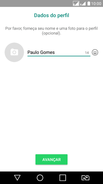 Digite o nome do usuário, e pressione Avançar. Digite o nome do usuário, e pressione Avançar.