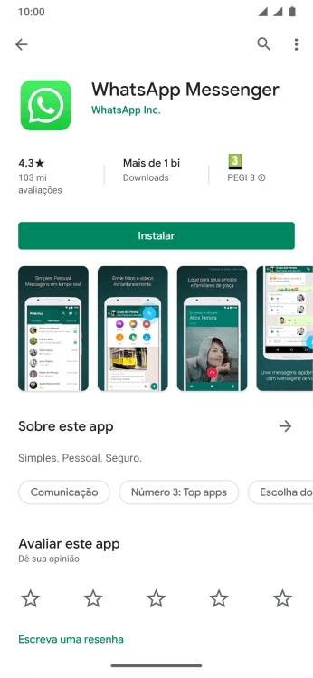 Pressione Instalar, e siga as indicações da tela para instalar o app. Pressione Instalar, e siga as indicações da tela para instalar o app.