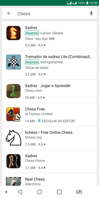 Pressione o app desejado. Pressione o app desejado.